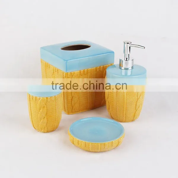 20%save 2016 Home Decoration Yellow and Brown Ceramic Bathroom Accessories Sets photo-2