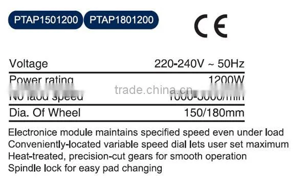 150mm or 180mm 1200W Car Polisher Angle Grinder Polisher Angle Polisher With GS CE EMC FFU photo-2