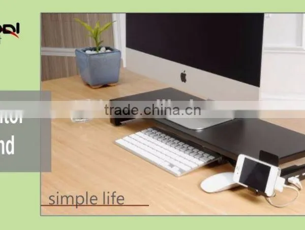 Monitor PC Stand With USB Hubs & Plug, Glass Compute Monitor Stand photo-3