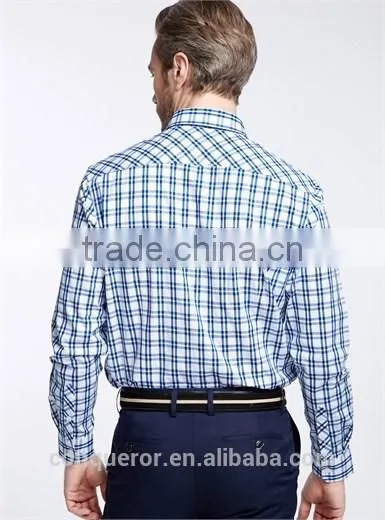 New Design Small Checked Blends Cotton Men Shirt SL0075 photo-2