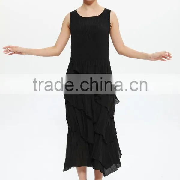 Pleat Ladies Sleeveless Vest Dress New Design Cake Dresses photo-4