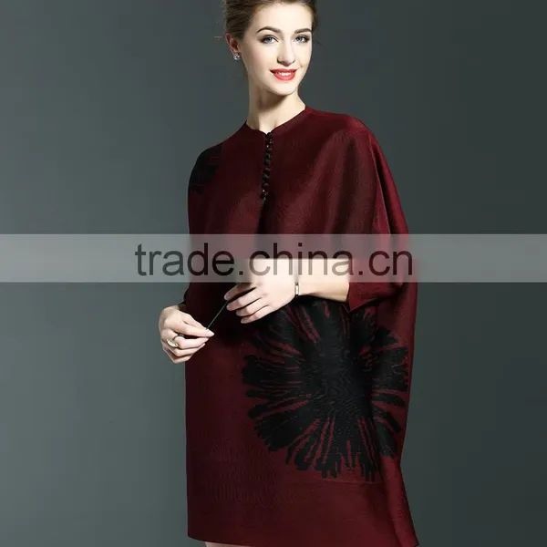 Creative Design Ladies Big Size Batwing Sleeve Pleated Dress With Buttons photo-5