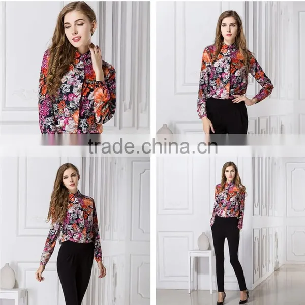 2015 Latest Hot Sell European Summer Hot Sale Flower Style Shirt Women Tee Shirt photo-2