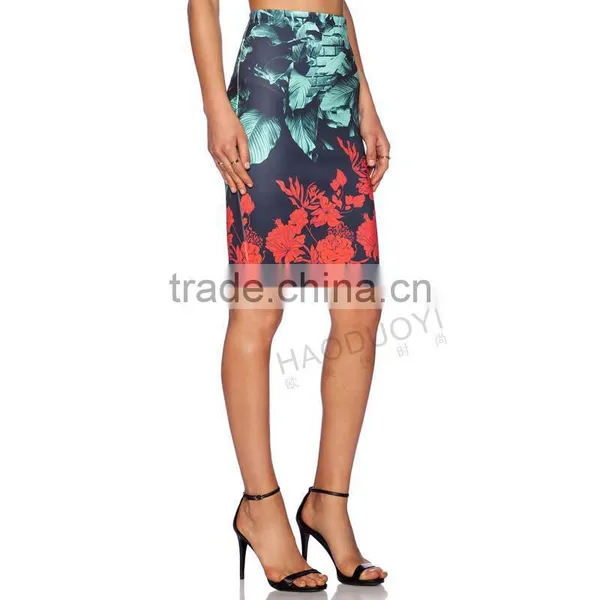 MGOO High Fashion Branded Knee Length Skirts For Women Office Suit Skirts Floral Color Changing Skirts 15145A244 photo-5