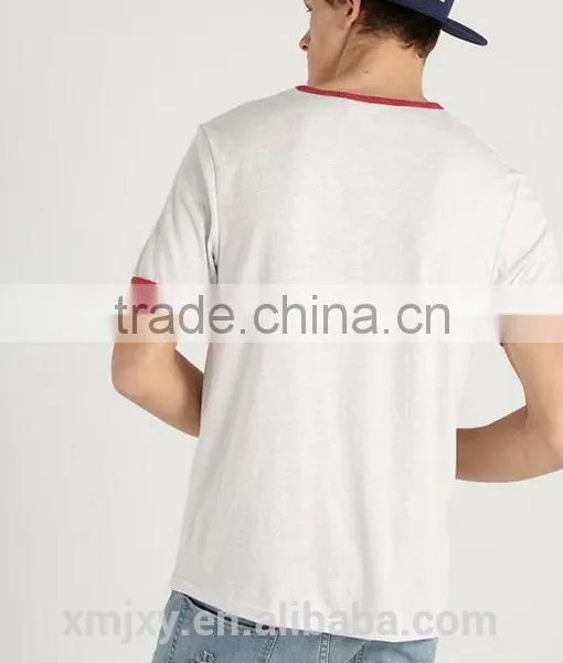 2017 Mens Classic Fit With Contrast Crew Neck Ringer Collar T-shirt Bulk Tshirt photo-4
