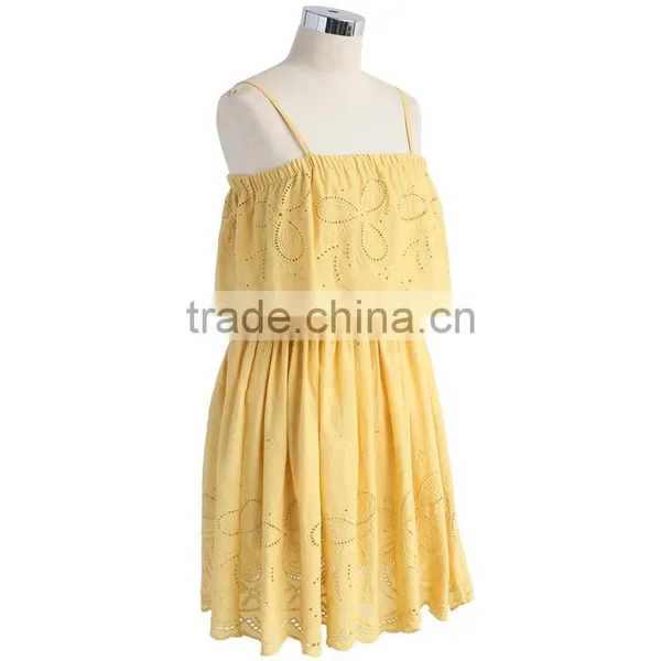2017 SINGLE COLOR Adjustable Spaghetti Strap Embroidered Women Short Dress photo-4