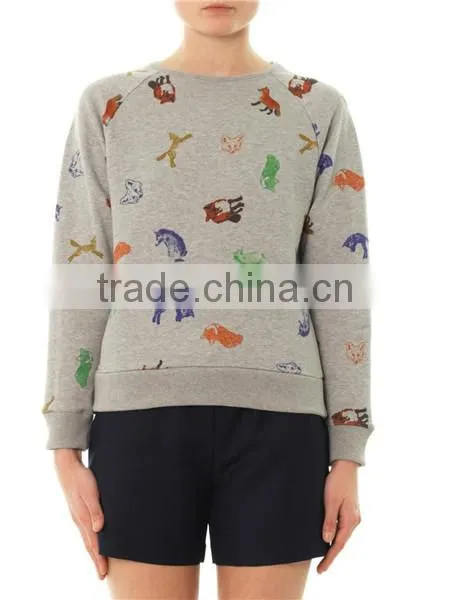Animal-Fox Print Sweatshirt Wholesale Crewneck Sweatshirt