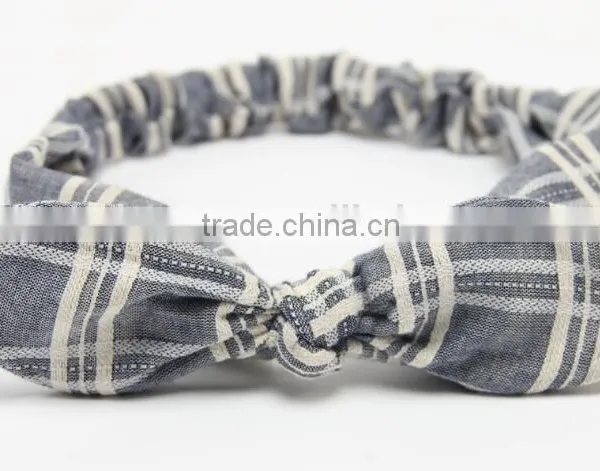 Plaid Yarn Dye Woven Fabric Headband for Kids photo-4