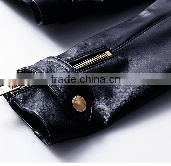 2017 Latest Designs Lady Casual Fashion Women Leather Motorcycle Jacket for Wholesale photo-4