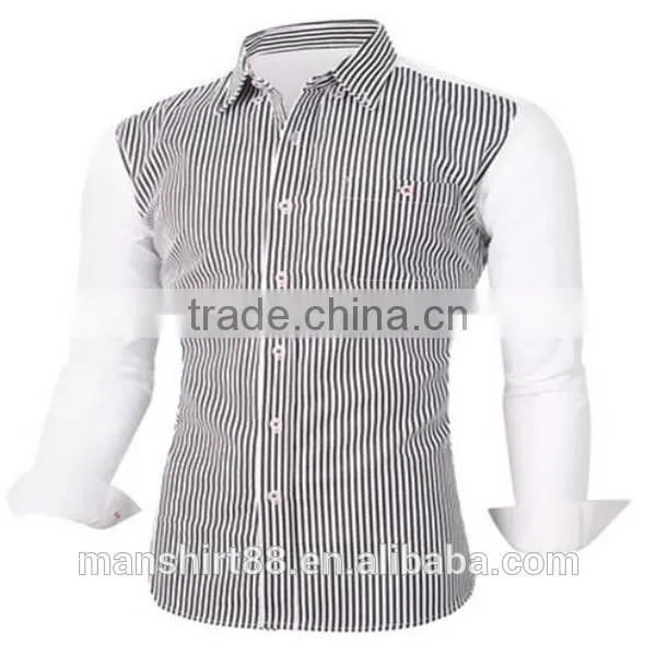 2016 New Wholesale Stylish Vertical Stripes Long Sleeve Button Down Custom Mens Casual Dress Shirts photo-2
