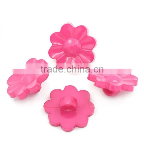 Cheap Wholesale Daisy Flower Fuchsia Acrylic Sewing Shank Buttons photo-2