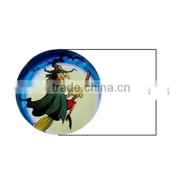 Wholesale Round Flatback Multicolor Halloween Witch Besom Pattern Transparent 20mm Glass Dome Seals Cabochons photo-2