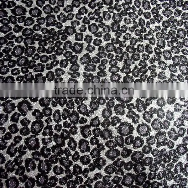 Free Sample Available Fluorescence Color Leopard Grain Glitter Fabric photo-5