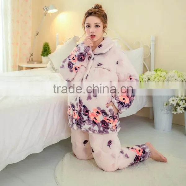 Top Quality Flannel Fleece Custom Sleepwear for Women Warm