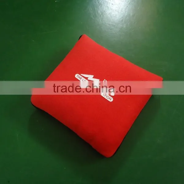 Promotion Blanket in Pillow Polar Fleece Red Embroidery Logo Travel Pillow Blanket