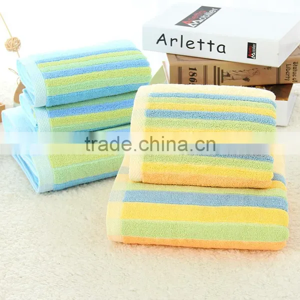 RuiChun High Quality Bright Color Stripe Hotel Towel Set Cotton