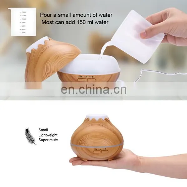 150ml 14 Color Lights Wood Grain Cool Mist Humidifier ,Aroma Essential Oil Diffuser photo-6