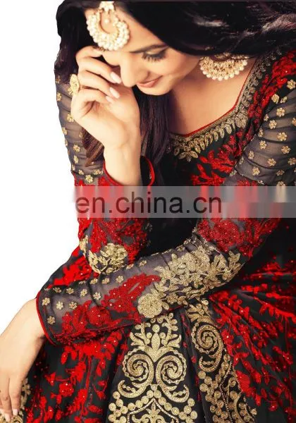 Stylish Attractive Wedding Party Wear Anarkali Gown Style Suits 2018 (Semi-Stitched) photo-2