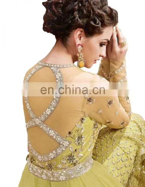 Stylish 2017 Attractive Wedding Wear Maxi Gown Style Anarkali Lehenga Suits (Semi Stitched Dress Material) photo-3