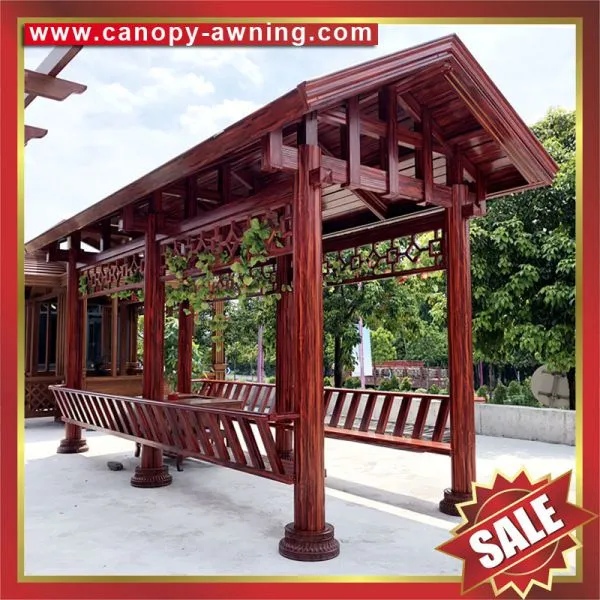 Outdoor Hotel Villa Park Garden Wood Look Style Aluminum Metal Gazebo Pavilion Pagoda Gloriette photo-3