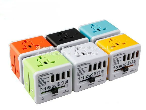 CMYK Logo 4usb Port Travel Adapter Full Printing Power Adapter Universal photo-4