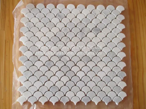 Laminated Natural White Marble Mosaic Tiles for Kitchen Bathroom Wall Border 3D Mosaic photo-5
