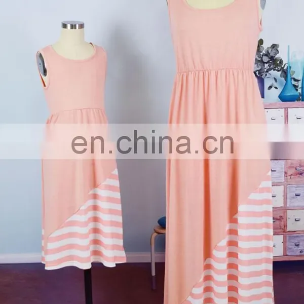 2019 Stripes Long Dress Little Girls Adult Children Matching Wholesale Mommy and me Dresses (this Link for Girls,1-12years) photo-3