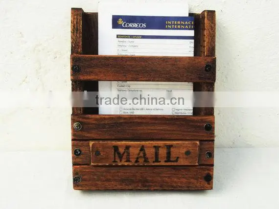 Custom Antique Solid Wooden Mail Rack,wood Mail Holder photo-2