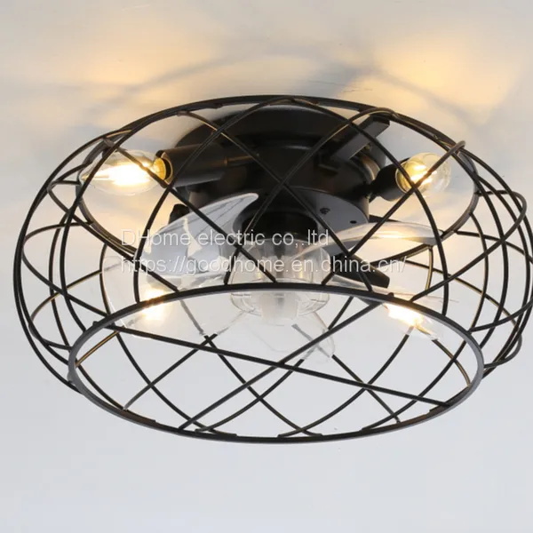 Iron Cage Fan Light, European and American 17 Inch Industrial Air Ceiling Electric Fan Light, Three Color Variable （Wechat:13510231336） photo-2