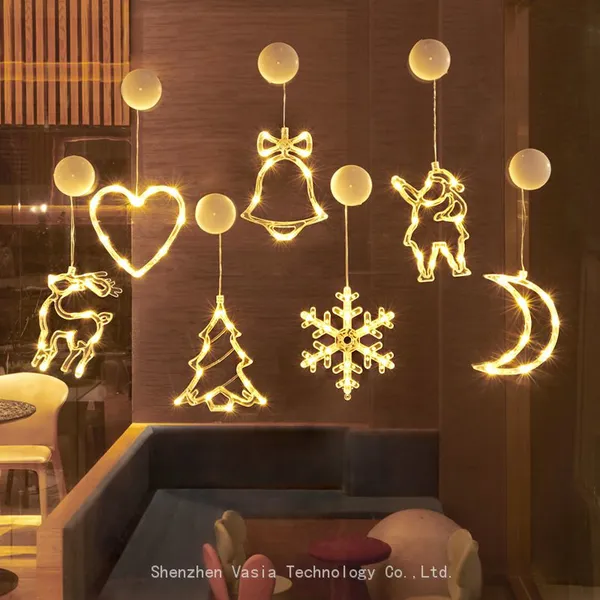 Window Suction LED Christmas Lights - Elk/Star Shapes, String Style for Tree & Wall Decoration photo-4