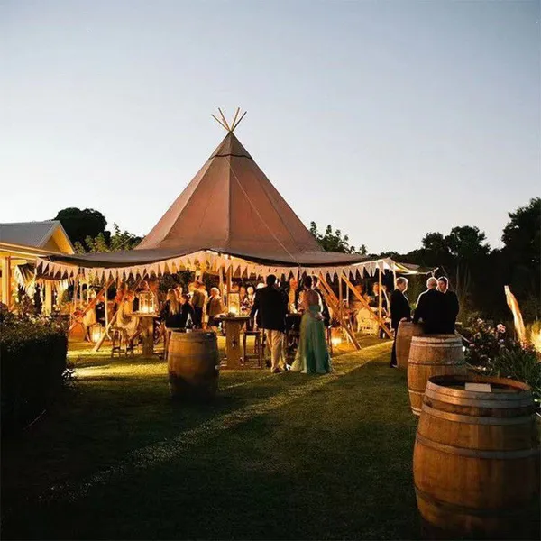 Luxury Outdoor Camping Tipi Tent With Natural Straw Roof and Galvanized Base photo-4