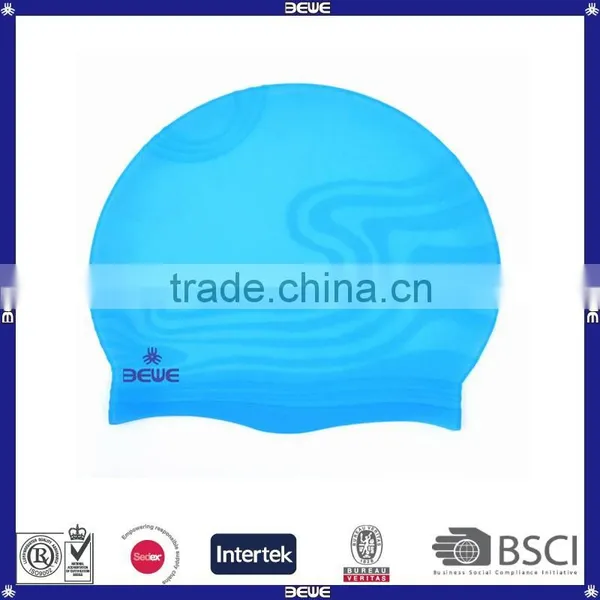 Waterproof High Quality Silicone Blue Swim Cap photo-3
