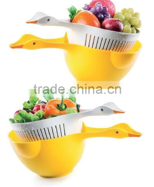 Anya D680 Bird Shape Plastic Houseware Useful Kitchenware Plastic Colander and Bowl