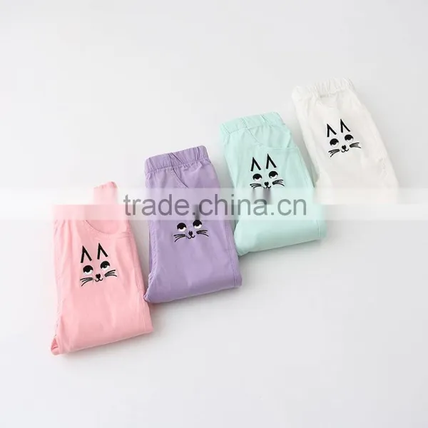 New Cute Baby Girl Clothes 2016 New Summer Girl Cream Color Pants Lovely Little Girl Cats Trousers Pencil Pants photo-2