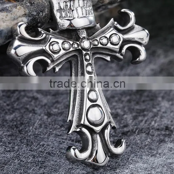 Men Cross Necklace Popular Jewelry Design High Quality Stainless Steel Skull Necklace Supplier's Choice photo-2