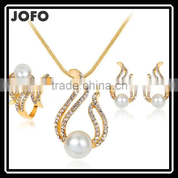 Luxury Brand Imitation Pearl Necklace Earrings Wedding Jewelry Sets Vintage Fashion Crystal Bridal Jewellery Set for Women Gift
