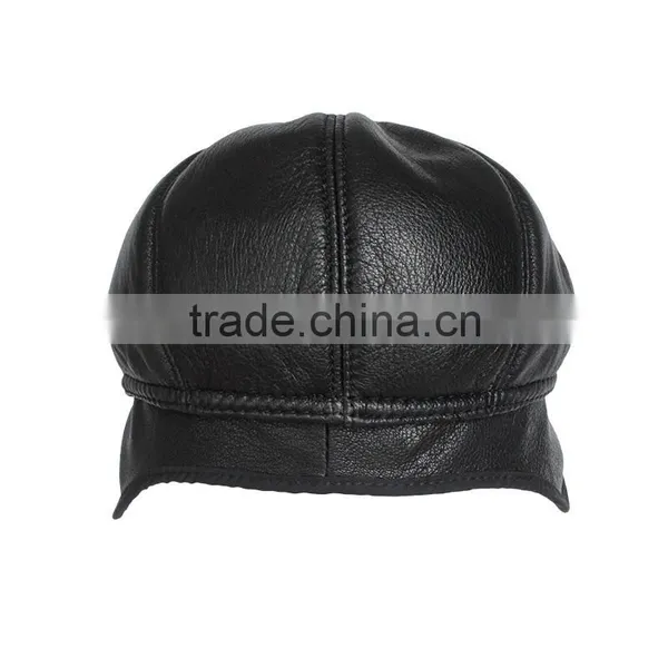 Genuine Leather Black Size Fitted Ivy Caps for Wholesale photo-4