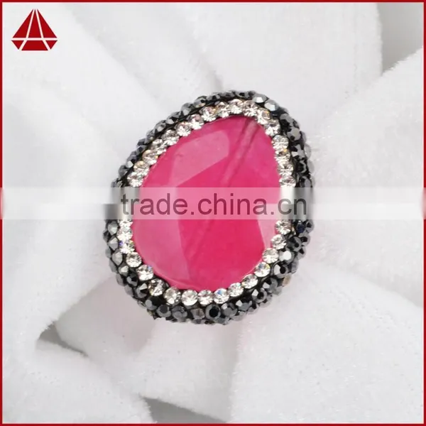 Peachblow Jade Faceted Beads Inlaid Zircon Paved Beads, Zircon Jewelry Wholesale With CZ Paved Cap photo-3