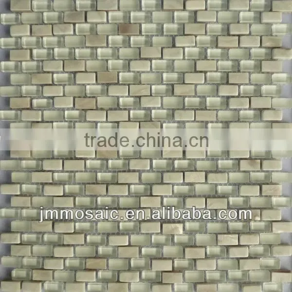 10x20x8mm Mother of Pearl Mosaic Mix Crystal Glass Mosaic Tile