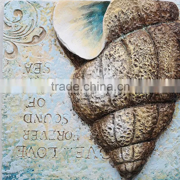 Modern Beautiful Shell Home Decor With Frame Seascape Painting photo-2