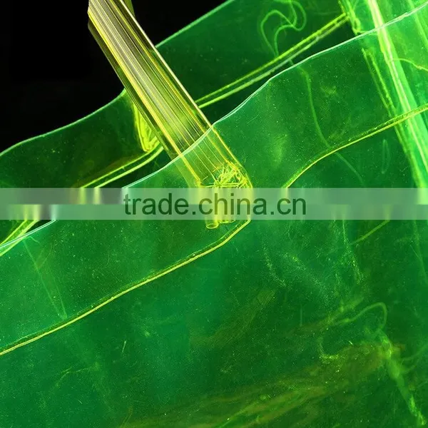 Green PVC Bag,open Top Style Shopping Bag ,gift Bag ,Cosmetic Bag ,PVC Tape Handle photo-2