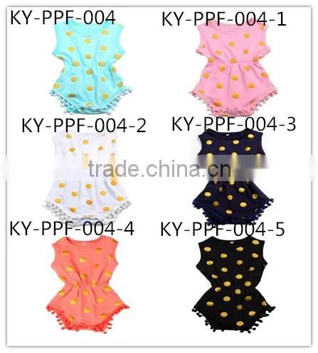 2016 New Arrival Soft Cotton Wholesale Floral Sleeveless Baby Girls Rompers photo-2