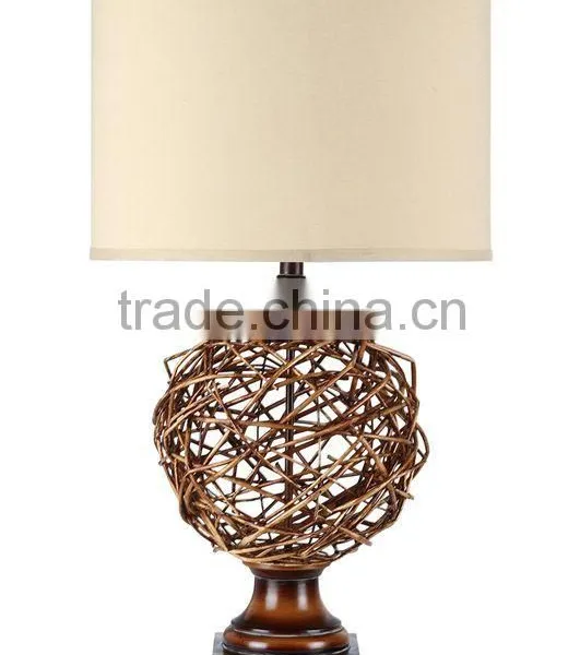 Natural Rattan and Iron Table Lamp