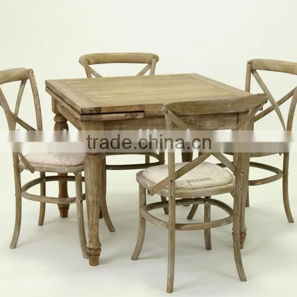 Antique Style Solid OAk Wooden Dining Table /Extensible Conference Table (DT-515F-OAK,90CM) photo-3