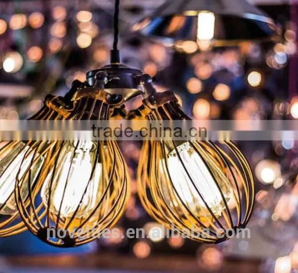Vintage Loft Warehouse Rust Cage Chandelier 5 Edison Lights photo-5