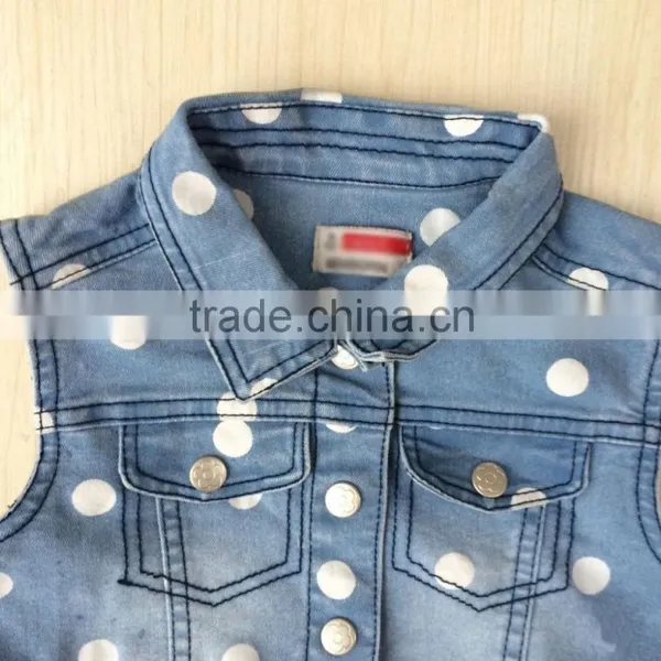 Girls Vest Baby Sleeveless Denim Jacket for Child Spring Dotted Denim Jacket Quality Choice photo-4