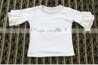 Many Colors Half Sleeve Cotton Girls Ruffle Shirt Wholesale Children Clothing Usa Long Sleeve Children Boutique Summer 2016 photo-3