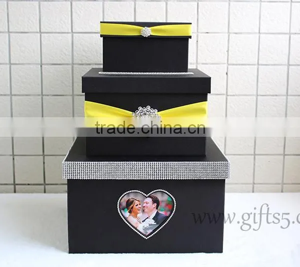 Luxury Black Wedding Card Box With Photo Frame photo-2