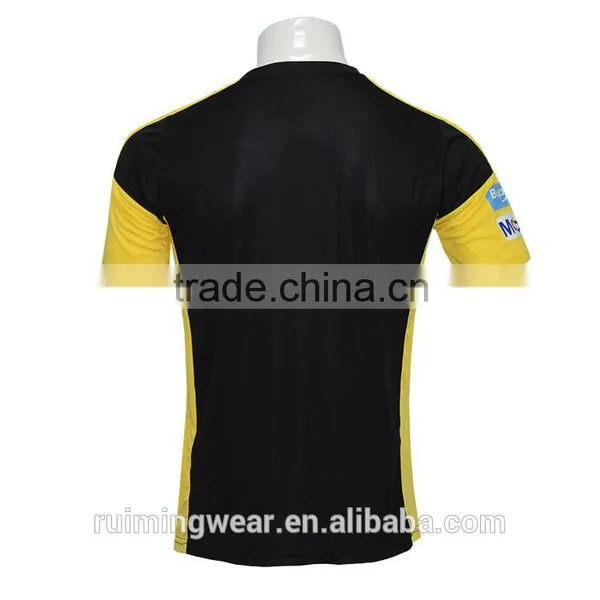 Black Yellow Soccer Jersey for Men Sportswear With Football Jersey Patches photo-6