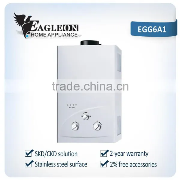 High Efficient 6L Stainless Steel Portable Instant Flue Type Gas Water Heater EGG6A1